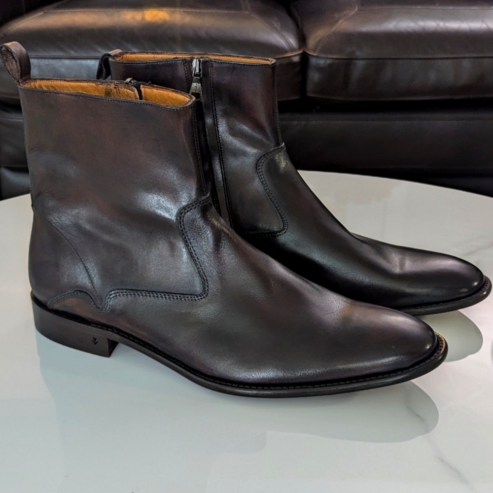John Varvatos Men's Zip Boots Size 9- Handmade in Italy